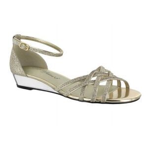 Easy Street Womens 8.5 M Gold Glitter Tarrah Strappy Heel Sandal NIB YC7